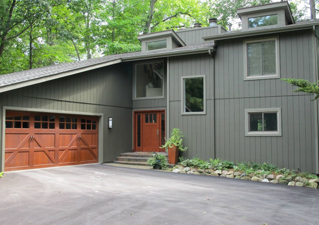 Exterior painted gray