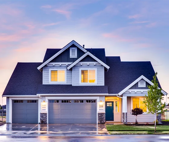 Exterior of a light blue home