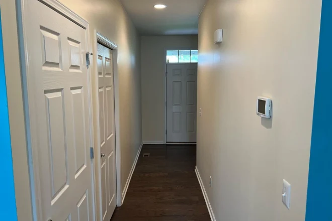 A hallway recently painted